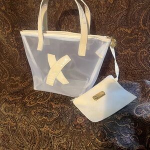 Paloma Picasso RARE Elegant White Tote Bag with Matching Pouch